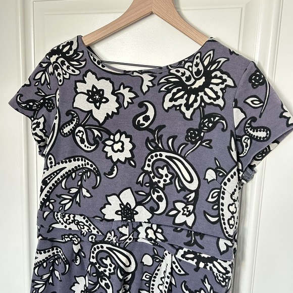 Boden Roma Dress Sz US 14 Purple & Gray Paisley Floral Printed Ponte Knit - Picture 3 of 9